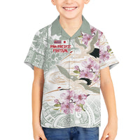 Personalized Japanese Shirasagi Bird Hawaiian Shirt Sakura and Hibiscus Polynesian Pattern LT9 - Polynesian Pride