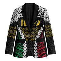 Halo Vanuatu Pride Blazer Vanuatuan Sand Drawing Pattern LT9 Unisex Black - Polynesian Pride