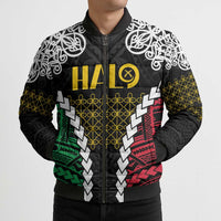 Halo Vanuatu Pride Bomber Puffer Jacket Vanuatuan Sand Drawing Pattern LT9 - Polynesian Pride