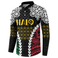 Halo Vanuatu Pride Button Sweatshirt Vanuatuan Sand Drawing Pattern LT9 - Polynesian Pride