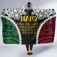 Halo Vanuatu Pride Hooded Blanket Vanuatuan Sand Drawing Pattern LT9 One Size Black - Polynesian Pride