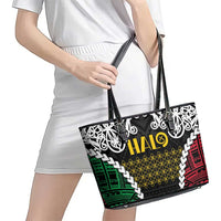 Halo Vanuatu Pride Leather Tote Bag Vanuatuan Sand Drawing Pattern