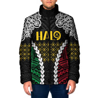 Halo Vanuatu Pride Padded Jacket Vanuatuan Sand Drawing Pattern LT9 Men Black - Polynesian Pride