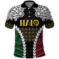 Halo Vanuatu Pride Polo Shirt Vanuatuan Sand Drawing Pattern