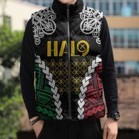 Halo Vanuatu Pride Sleeveless Puffer Jacket Vanuatuan Sand Drawing Pattern LT9 - Polynesian Pride