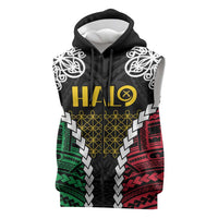 Halo Vanuatu Pride Sleeveless Zip Hoodie Vanuatuan Sand Drawing Pattern LT9 Black - Polynesian Pride