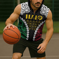 Halo Vanuatu Pride Sleeveless Zip Hoodie Vanuatuan Sand Drawing Pattern LT9 - Polynesian Pride