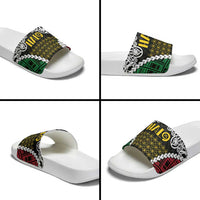 Halo Vanuatu Pride Slide Sandals Vanuatuan Sand Drawing Pattern - Polynesian Pride