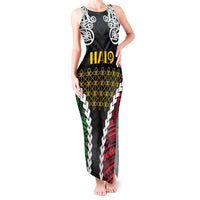 Halo Vanuatu Pride Tank Maxi Dress Vanuatuan Sand Drawing Pattern LT9 Women Black - Polynesian Pride