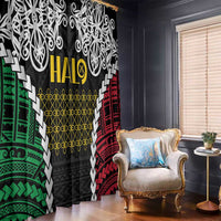 Halo Vanuatu Pride Window Curtain Vanuatuan Sand Drawing Pattern LT9 - Polynesian Pride