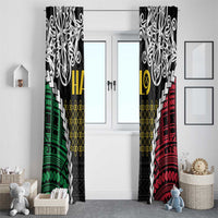 Halo Vanuatu Pride Window Curtain Vanuatuan Sand Drawing Pattern LT9 - Polynesian Pride