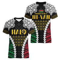 Halo Vanuatu Pride Women V-Neck T-Shirt Vanuatuan Sand Drawing Pattern