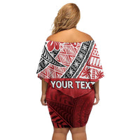 Malo e lelei Tonga Family Matching Off Shoulder Short Dress and Hawaiian Shirt Ngatu Tokelau Feletoa Fata Traditional Polynesian Pattern