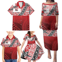 Malo e lelei Tonga Family Matching Puletasi and Hawaiian Shirt Ngatu Tokelau Feletoa Fata Traditional Polynesian Pattern