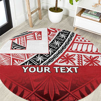 Malo e lelei Tonga Round Carpet Ngatu Tokelau Feletoa Fata Traditional Polynesian Pattern