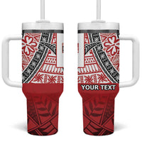 Malo e lelei Tonga Tumbler With Handle Ngatu Tokelau Feletoa Fata Traditional Polynesian Pattern