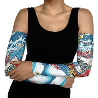 Hawaii Santa Skeleton Surfing Personalized Arm Sleeves Mele Kalikimaka i Iulai!