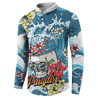 Hawaii Santa Skeleton Surfing Personalized Button Sweatshirt Mele Kalikimaka i Iulai!