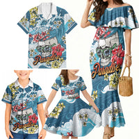 Hawaii Santa Skeleton Surfing Personalized Family Matching Mermaid Dress and Hawaiian Shirt Mele Kalikimaka i Iulai! LT9 - Polynesian Pride