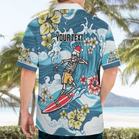 Hawaii Santa Skeleton Surfing Personalized Hawaiian Shirt Mele Kalikimaka i Iulai! LT9 - Polynesian Pride