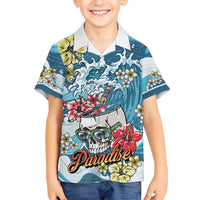 Hawaii Santa Skeleton Surfing Personalized Hawaiian Shirt Mele Kalikimaka i Iulai! LT9 - Polynesian Pride