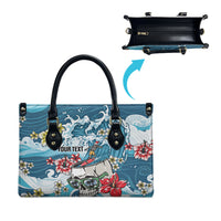 Hawaii Santa Skeleton Surfing Personalized Leather Bag Mele Kalikimaka i Iulai!