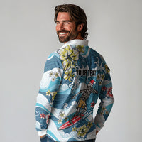 Hawaii Santa Skeleton Surfing Personalized Long Sleeve Polo Shirt Mele Kalikimaka i Iulai!