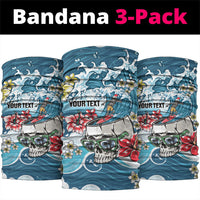 Hawaii Santa Skeleton Surfing Personalized Neck Gaiter Mele Kalikimaka i Iulai!