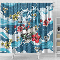 Hawaii Santa Skeleton Surfing Personalized Shower Curtain Mele Kalikimaka i Iulai!