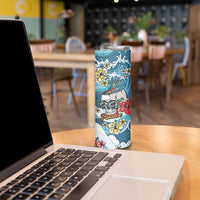 Hawaii Santa Skeleton Surfing Personalized Skinny Tumbler Mele Kalikimaka i Iulai!