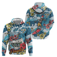 Hawaii Santa Skeleton Surfing Personalized Zip Hoodie Mele Kalikimaka i Iulai!