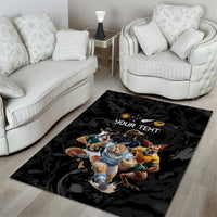 Custom Rugby Southern Hemisphere Area Rug Argentina AUNZ South Africa Mascot Black - Polynesian Pride