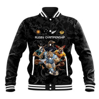 Custom Rugby Southern Hemisphere Baseball Jacket Argentina AUNZ South Africa Mascot Black LT9 Unisex Black - Polynesian Pride