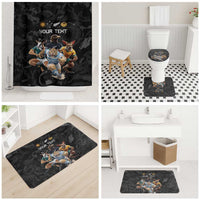 Custom Rugby Southern Hemisphere Bathroom Set Argentina AUNZ South Africa Mascot Black LT9 - Polynesian Pride