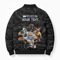 Custom Rugby Southern Hemisphere Bomber Puffer Jacket Argentina AUNZ South Africa Mascot Black LT9 - Polynesian Pride