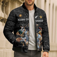 Custom Rugby Southern Hemisphere Bomber Puffer Jacket Argentina AUNZ South Africa Mascot Black LT9 - Polynesian Pride