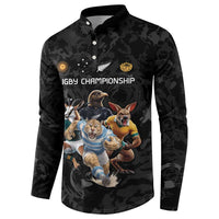 Custom Rugby Southern Hemisphere Button Sweatshirt Argentina AUNZ South Africa Mascot Black LT9 - Polynesian Pride