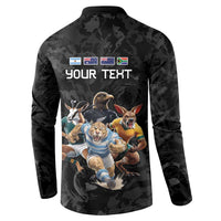 Custom Rugby Southern Hemisphere Button Sweatshirt Argentina AUNZ South Africa Mascot Black LT9 - Polynesian Pride