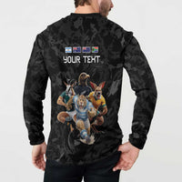 Custom Rugby Southern Hemisphere Button Sweatshirt Argentina AUNZ South Africa Mascot Black LT9 - Polynesian Pride