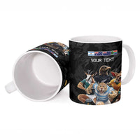 Custom Rugby Southern Hemisphere Ceramic Mug Argentina AUNZ South Africa Mascot Black LT9 - Polynesian Pride