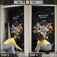 Custom Rugby Southern Hemisphere Door Cover Argentina AUNZ South Africa Mascot Black - Polynesian Pride