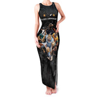 Custom Rugby Southern Hemisphere Family Matching Tank Maxi Dress and Hawaiian Shirt Argentina AUNZ South Africa Mascot Black - Polynesian Pride