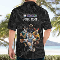 Custom Rugby Southern Hemisphere Hawaiian Shirt Argentina AUNZ South Africa Mascot Black - Polynesian Pride
