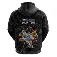 Custom Rugby Southern Hemisphere Hoodie Argentina AUNZ South Africa Mascot Black - Polynesian Pride