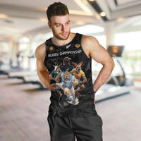 Custom Rugby Southern Hemisphere Men Tank Top Argentina AUNZ South Africa Mascot Black LT9 Black - Polynesian Pride