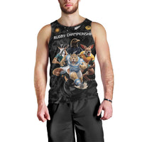 Custom Rugby Southern Hemisphere Men Tank Top Argentina AUNZ South Africa Mascot Black LT9 - Polynesian Pride