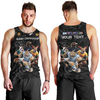 Custom Rugby Southern Hemisphere Men Tank Top Argentina AUNZ South Africa Mascot Black LT9 - Polynesian Pride