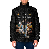 Custom Rugby Southern Hemisphere Padded Jacket Argentina AUNZ South Africa Mascot Black - Polynesian Pride