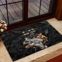 Custom Rugby Southern Hemisphere Rubber Doormat Argentina AUNZ South Africa Mascot Black LT9 - Polynesian Pride