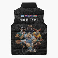 Custom Rugby Southern Hemisphere Sleeveless Puffer Jacket Argentina AUNZ South Africa Mascot Black LT9 - Polynesian Pride